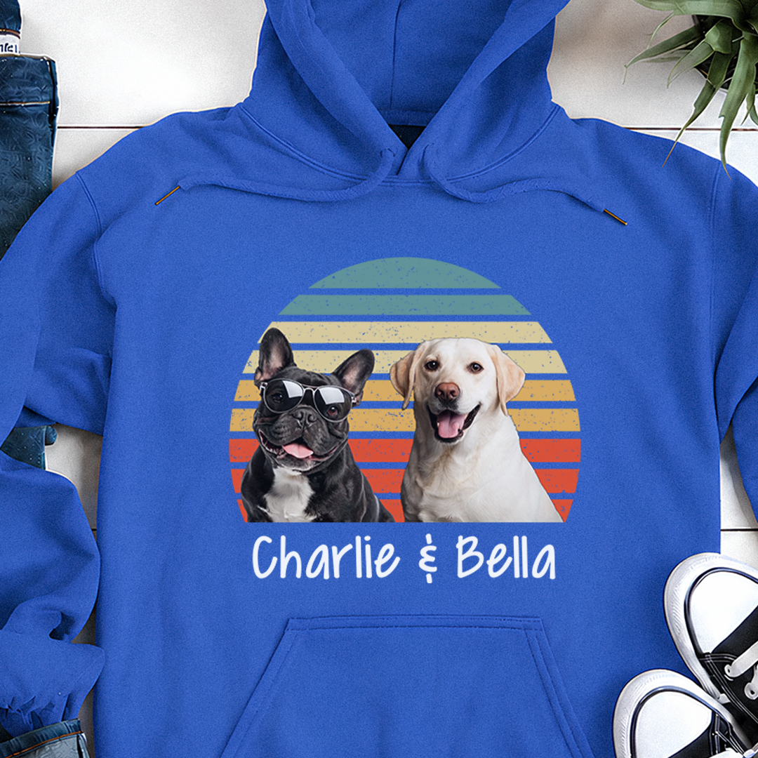 VPST38 Vintage Background Dog Cat Photo Upload - Personalized T-shirt Hoodie