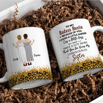 APST13 To My Badass Bestie Because Of You I Laugh A Little Harder - Personalized White Mug Accent Mug