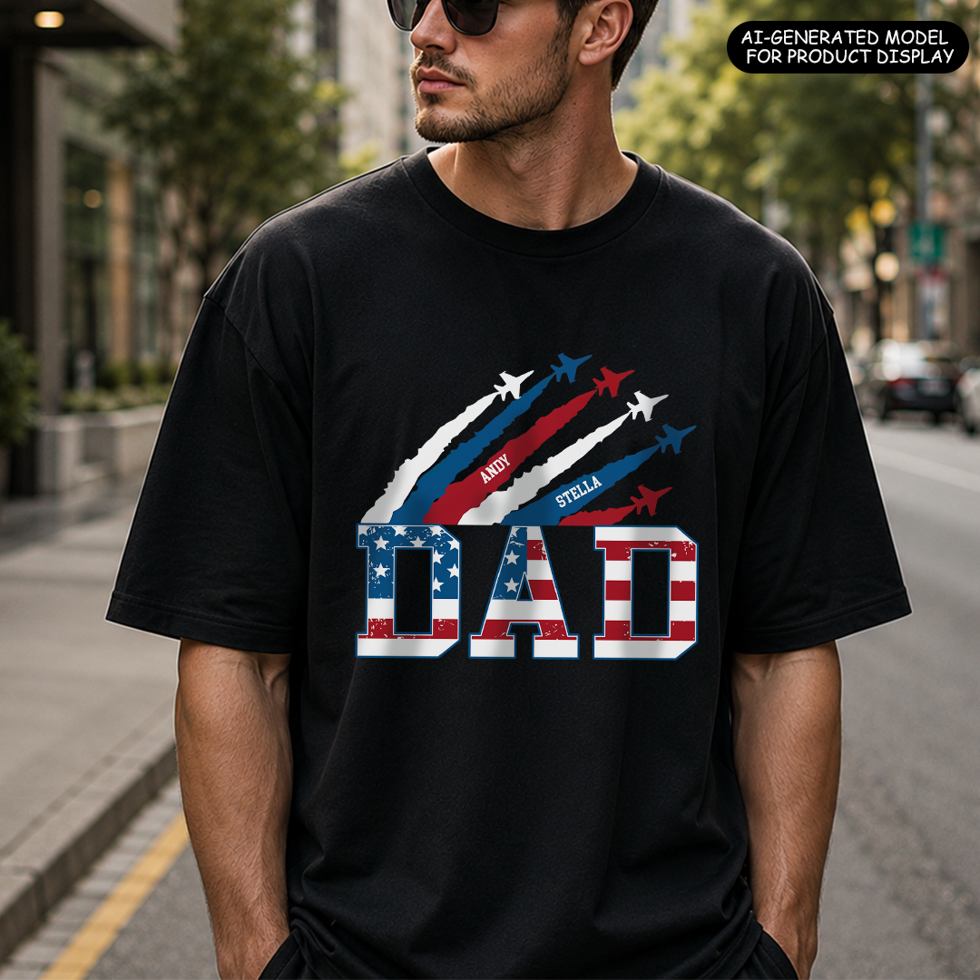 VPST28 American Flag Dad Grandpa - Personalized T-shirt Hoodie
