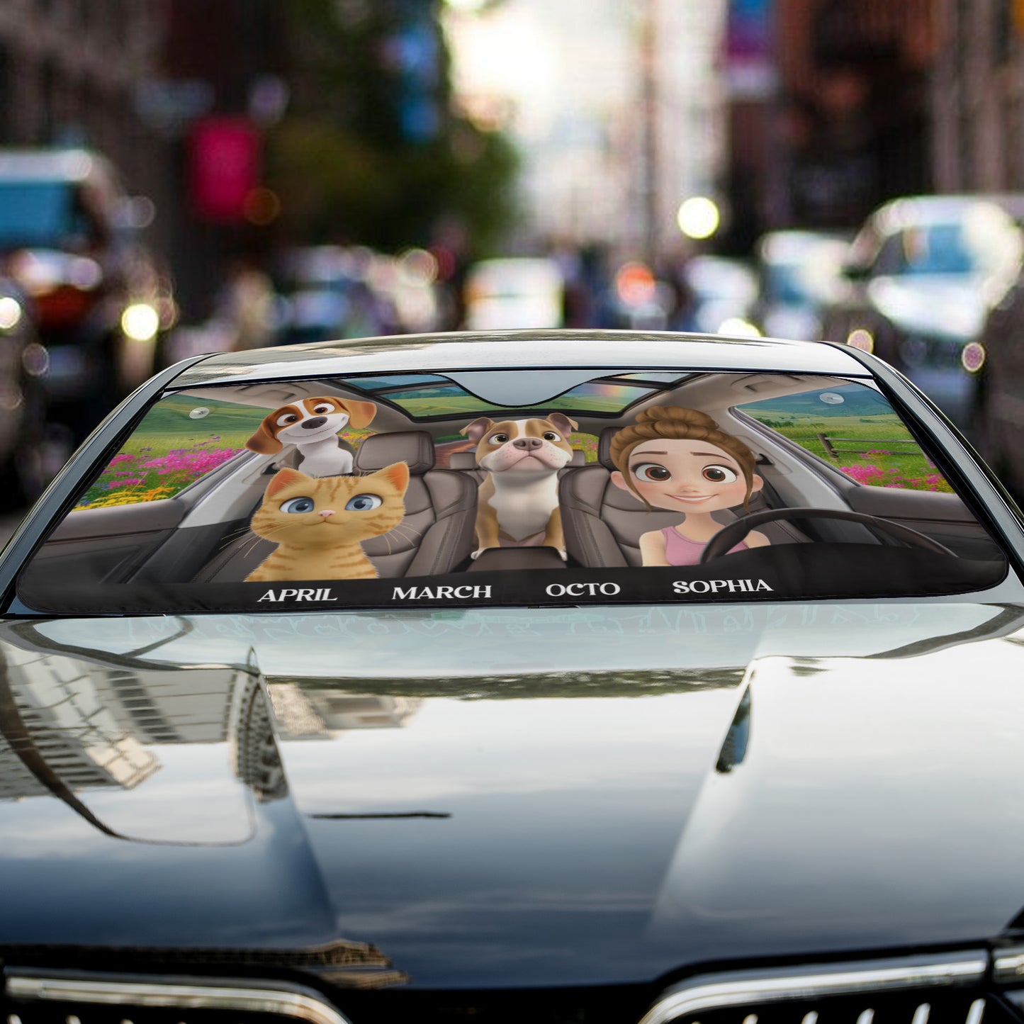 PSTC02 Fur Dog Cat Mom - Personalized Custom Car Sunshade