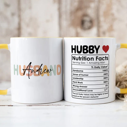 PST217 Husband Nutrition Facts - Personalized White Mug Accent Mug