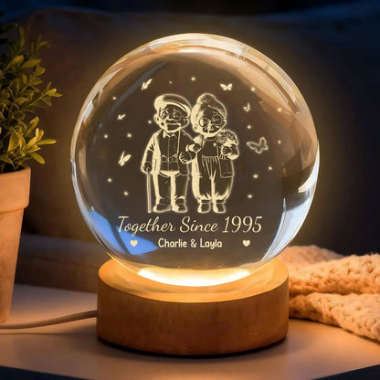 PCB02 Growing Old Together - Custom 3D Crystal Ball Lamp