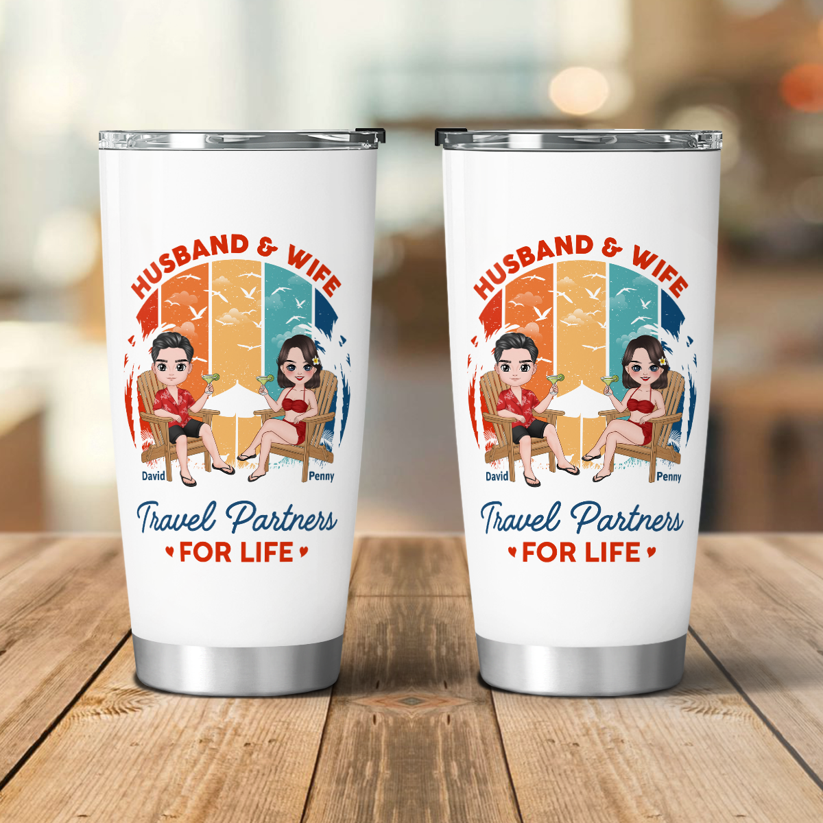 VPST36 Husband and Wife Travel Partners For Life - Personalized Custom Tumbler