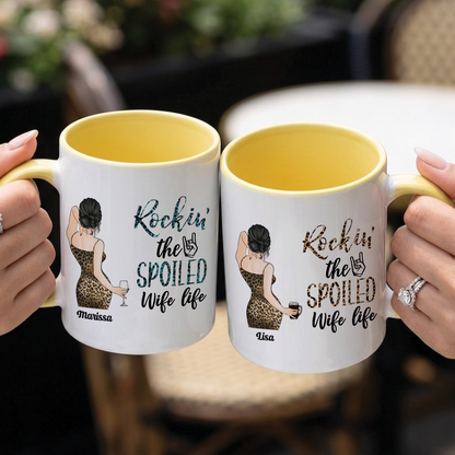 MPST06 Rocking The Spoiled Wife Life Leopard Pattern - Personalized White Mug Accent Mug