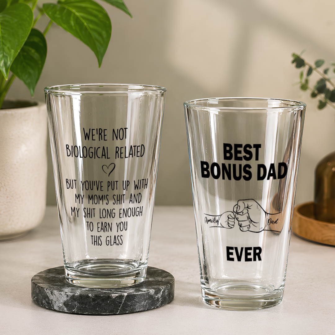 VPST15 Best Bonus Dad Ever Fist Bump - Personalized Beer Glass