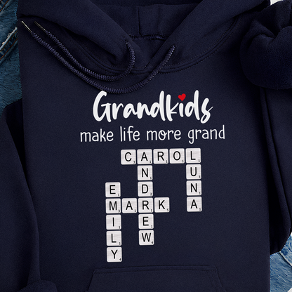 VPST53 Grandkids Make Life More Grand Kids Names Crossword Puzzle - Personalized T-shirt Hoodie
