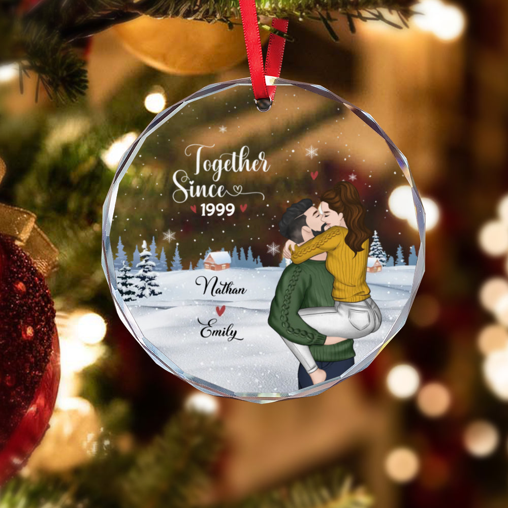 PST247 Our First Christmas Together - Personalized Glass Ornament