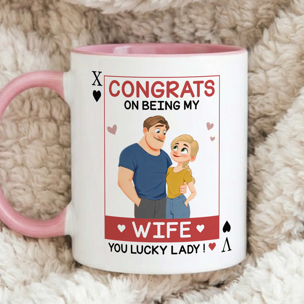 VPST83 Congrats On Being My Wife Playcard - Personalized White Mug Accent Mug