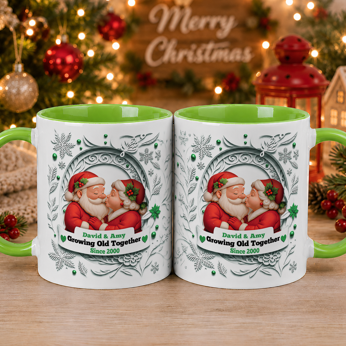 VPST59 Growing Old Together Mr and Mrs Claus Christmas Couple - White Mug Accent Mug