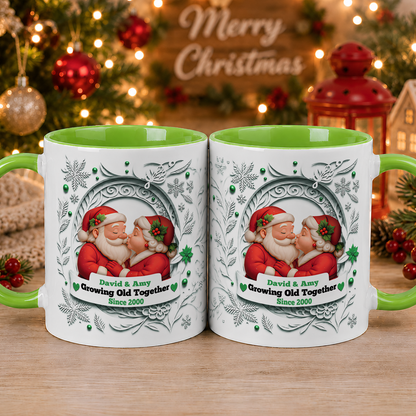 VPST59 Growing Old Together Mr and Mrs Claus Christmas Couple - White Mug Accent Mug