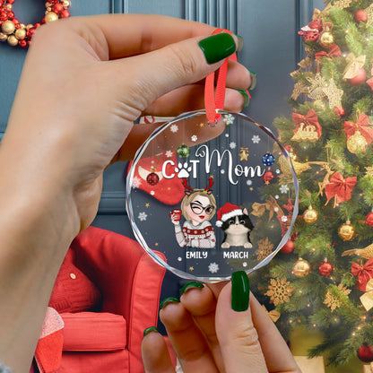 PSTG13 Fur Mom - Personalized Glass Ornament