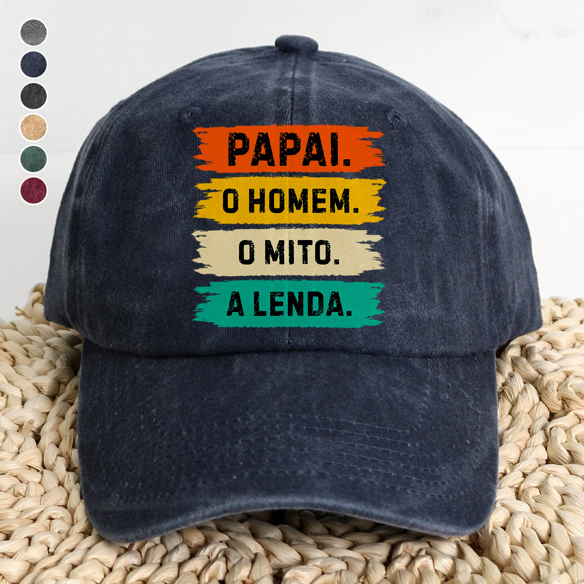 PST214 Papal O Homem O Mito A Lenda - Personalized Custom Wash Denim Cap