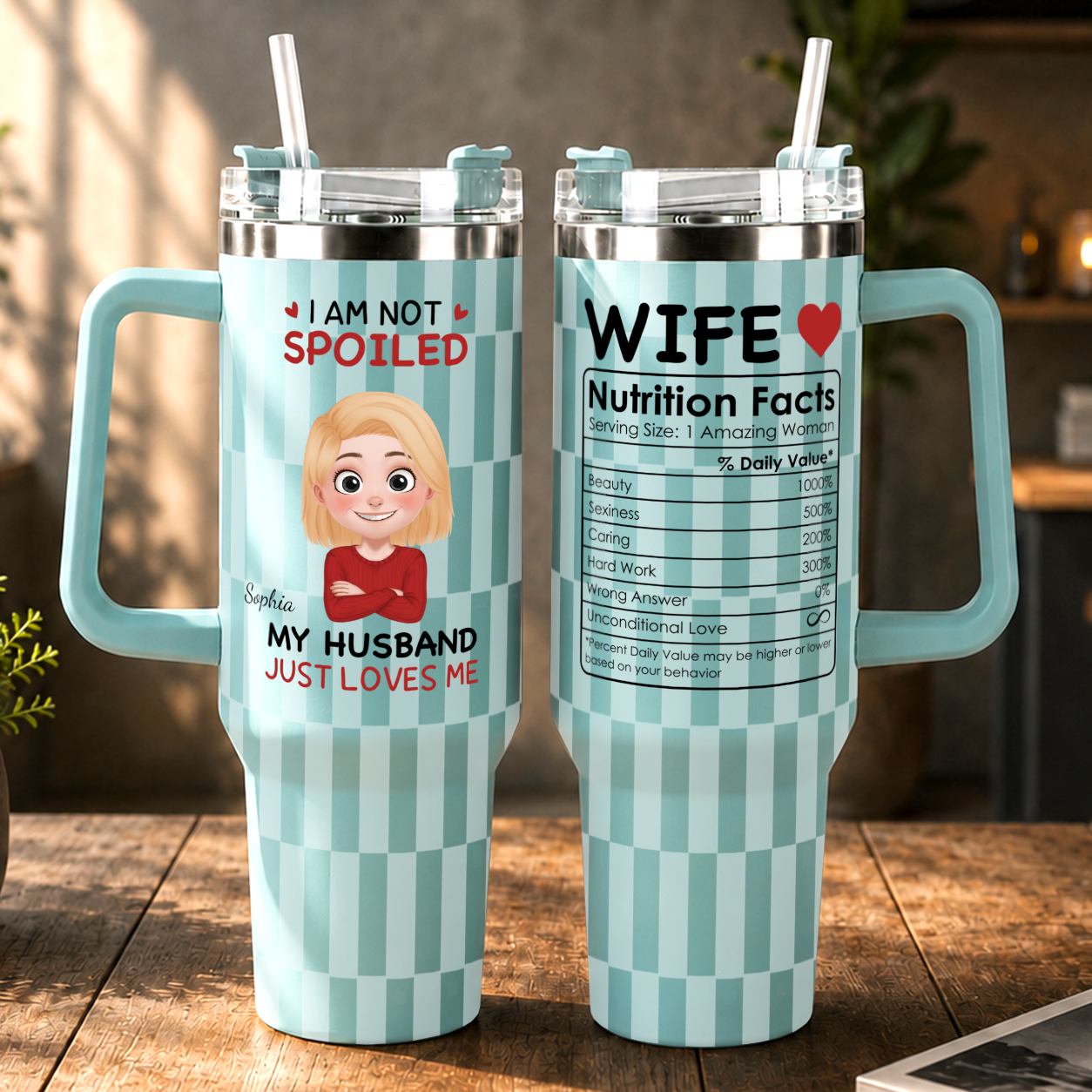 VPST67 I'm Not Spoiled My Husband Just Loves Me - Personalized 40oz Tumbler Handle Color