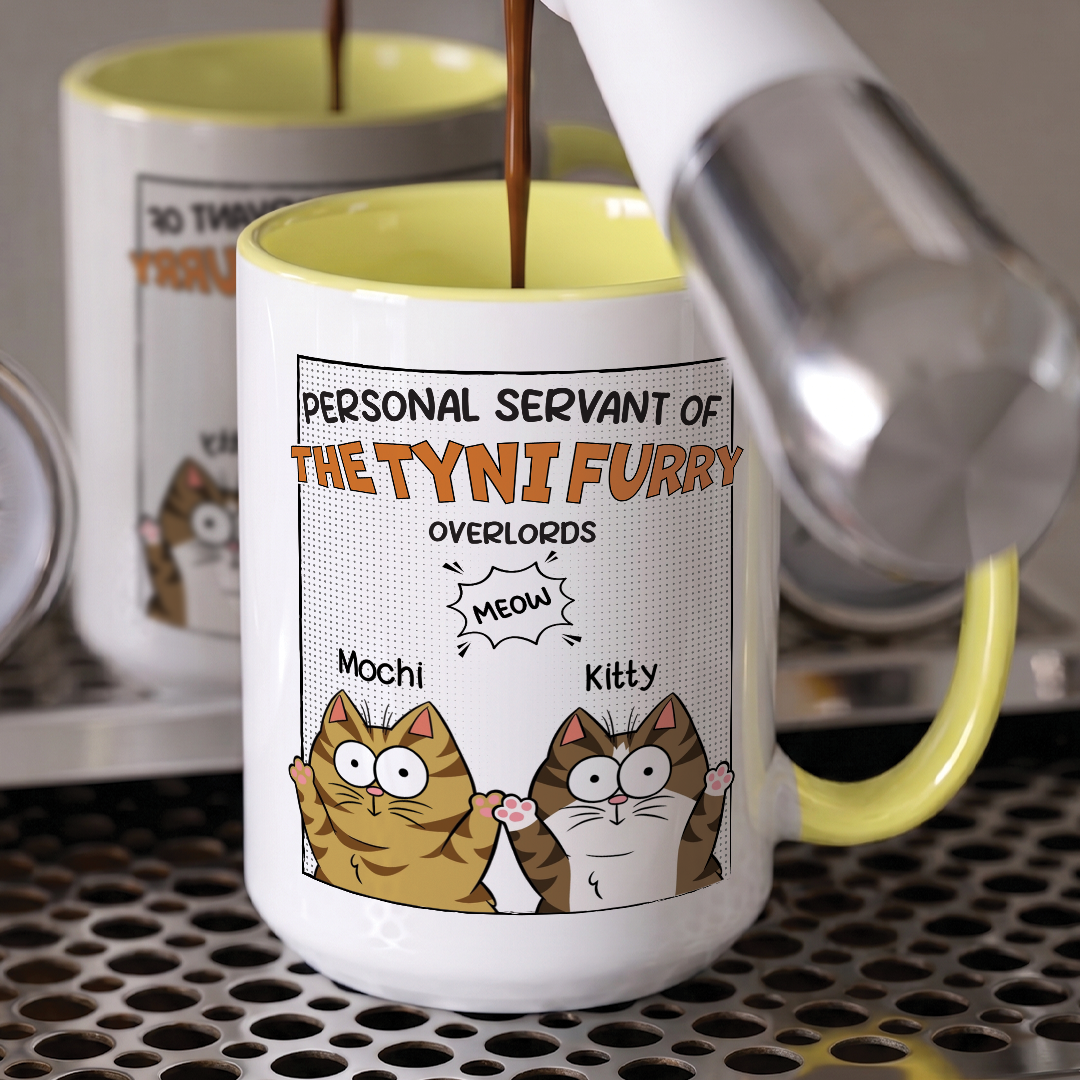 MPST10 Personal Servant Of The Tiny Furry Overlords - Personalized White Mug Accent Mug