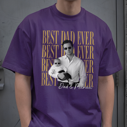 VPST47 Best Dad Ever Vintage Photo Upload - Personalized T-shirt Hoodie