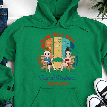 VPST36 Husband and Wife Travel Partners For Life - Personalized T-shirt Hoodie