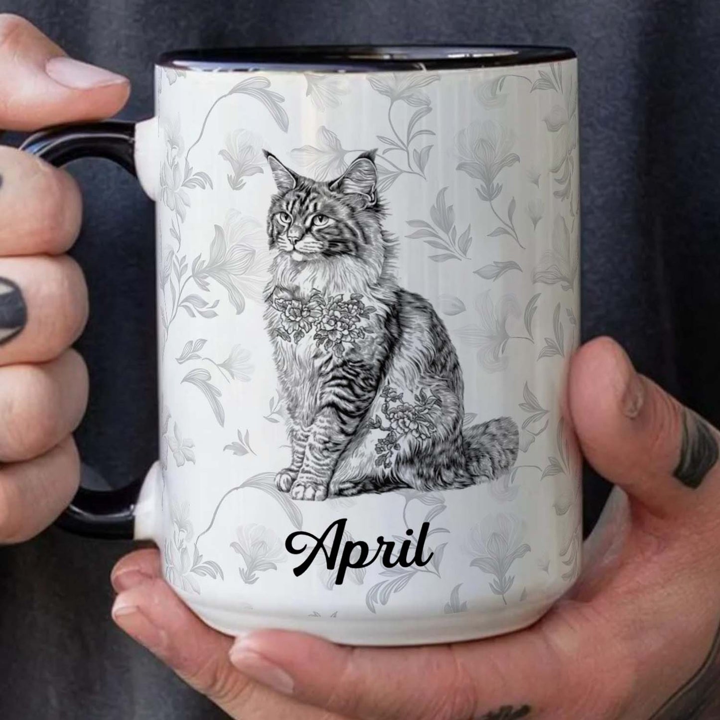 PSTM07 Toile De Jouy French Cat Lover - White Mug Accent Mug