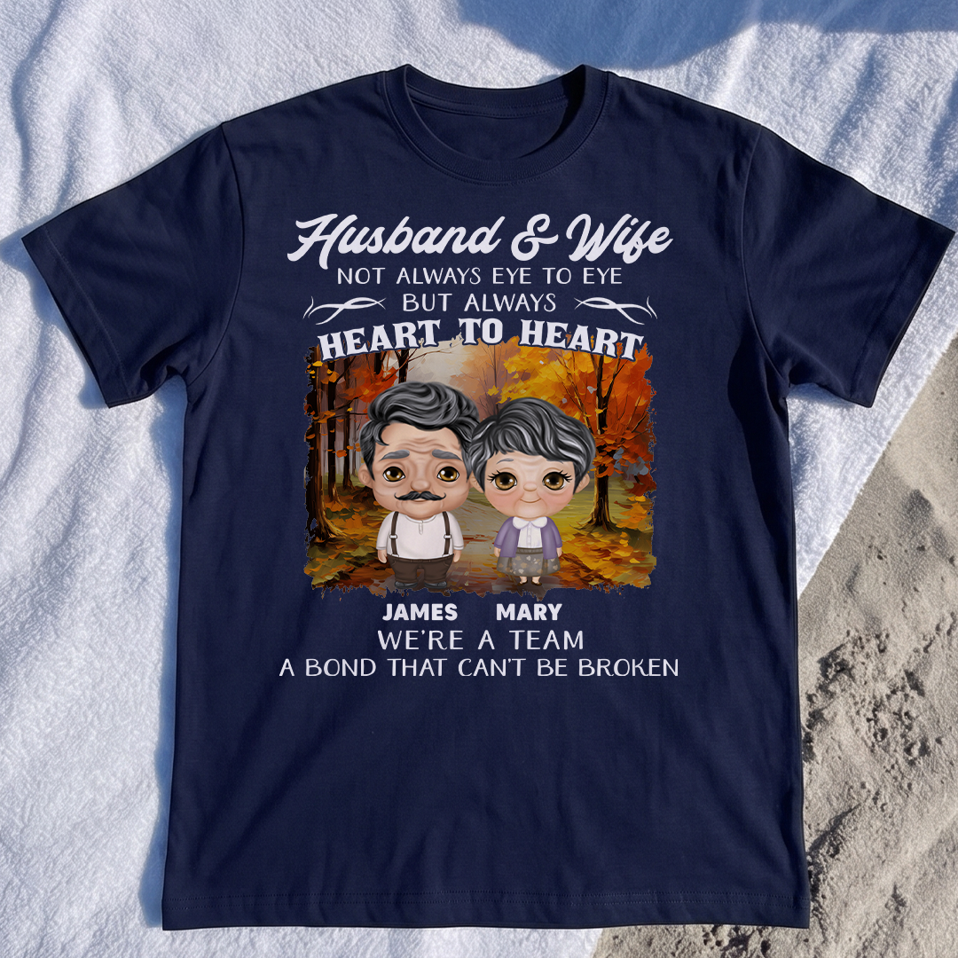 MPST07 Husband Wife Heart To Heart A Bond That Can't Be Broken - Personalized T-shirt Hoodie