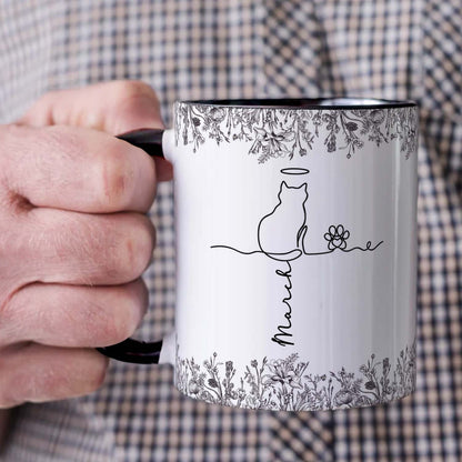 PSTM09 Toile De Jouy French Cat Line - White Mug Accent Mug Personalized