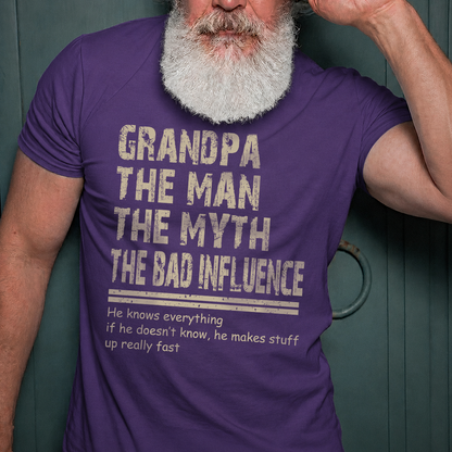 VPST44 Papa The Man The Myth The Bad Influence - Personalized T-shirt Hoodie