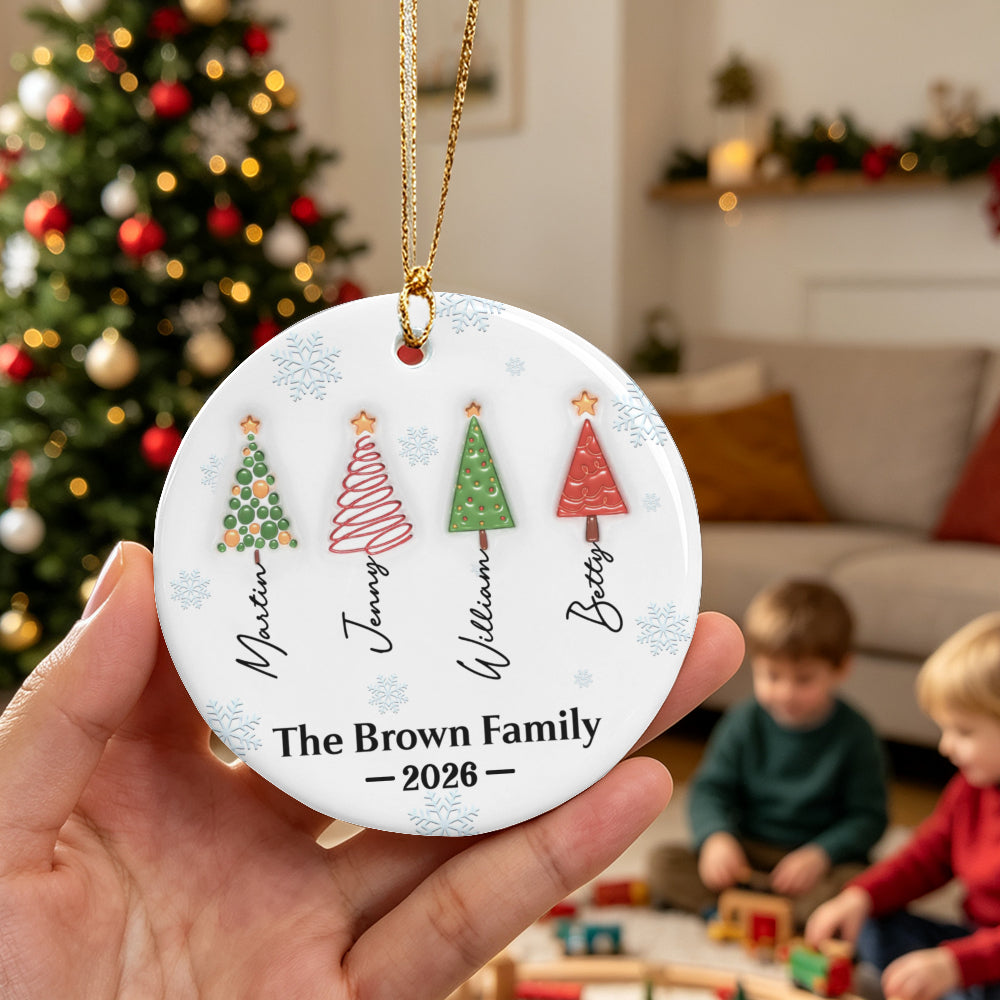 UPST173 Family Forever Linked Together - Personalized Ceramic Ornament