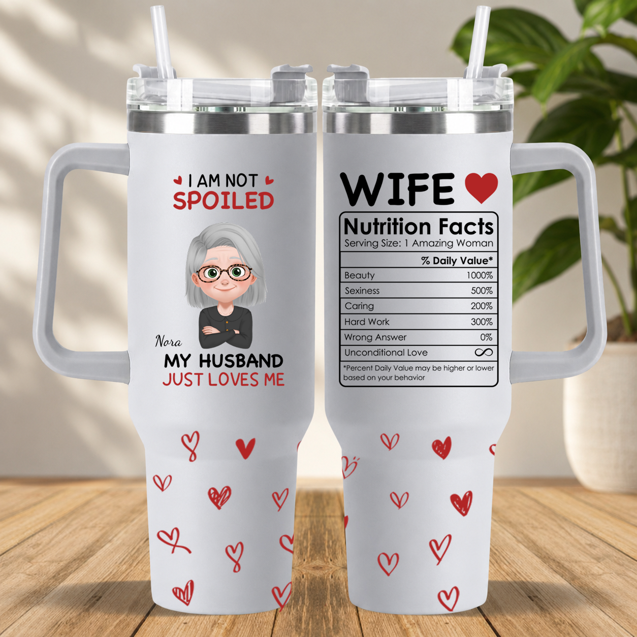 PST123 I'm Not Spoiled My Husband Just Loves Me - Personalized 40oz Tumbler Handle Color