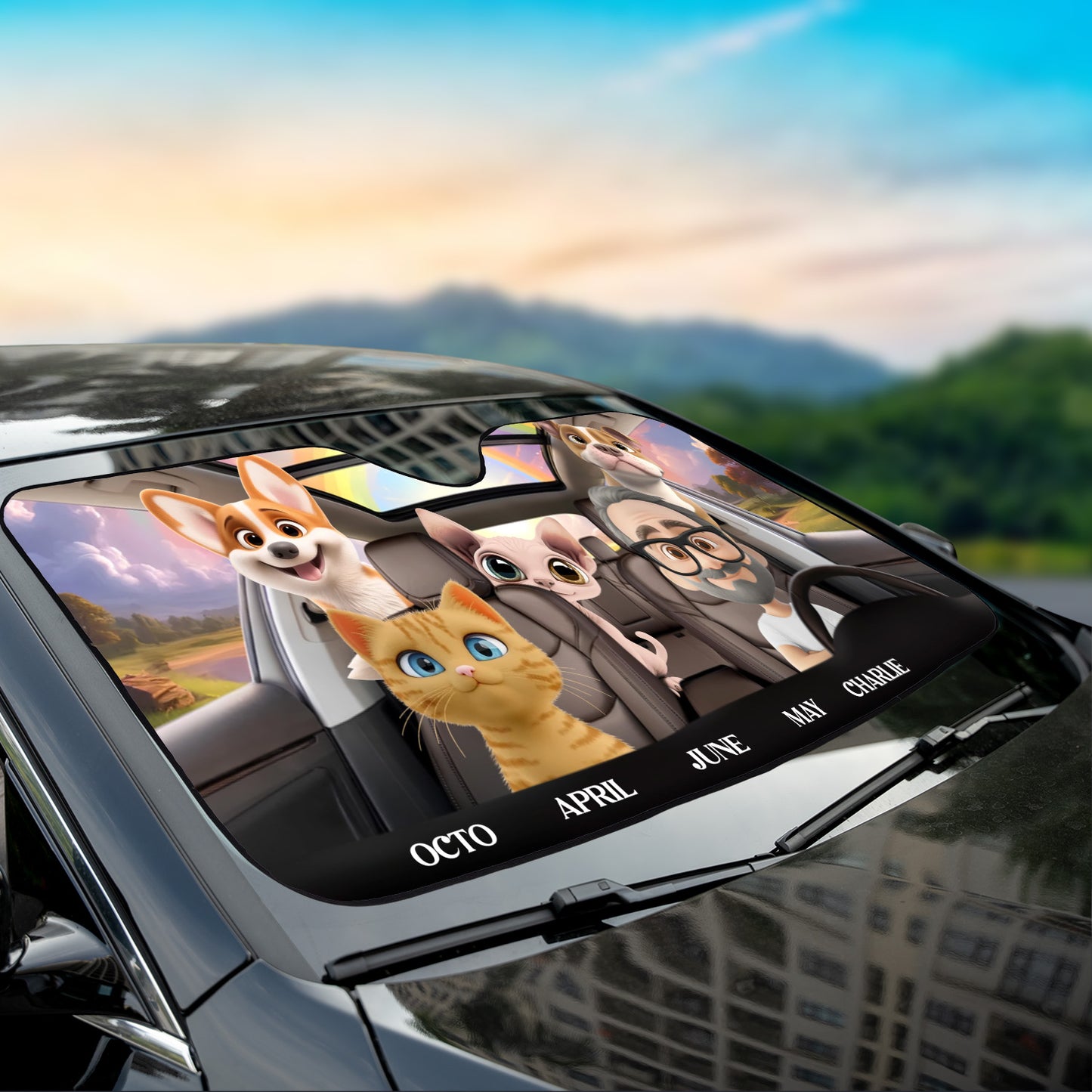 PSTC01 Fur Dog Cat Dad - Personalized Custom Car Sunshade