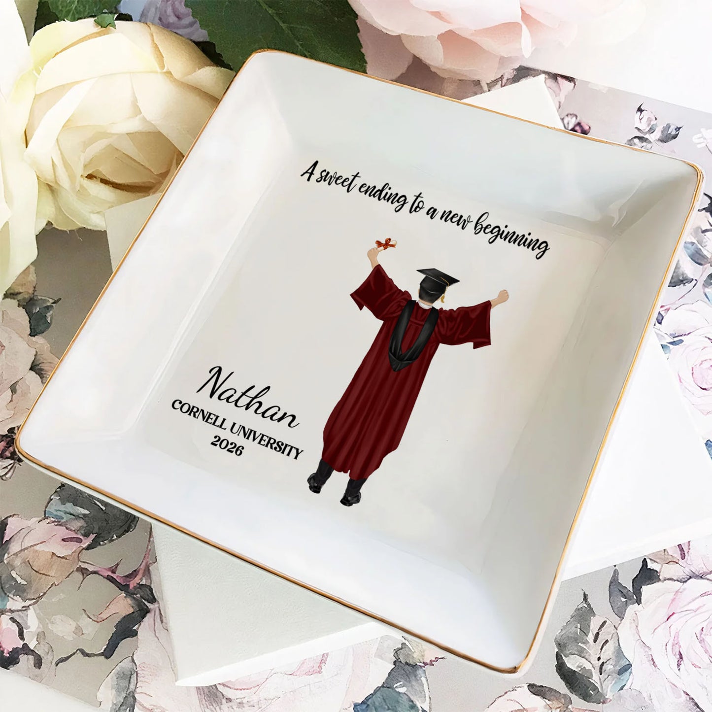 PSD06 A Sweet Ending To A New Beginning - Personalized Custom Jewelry Dish