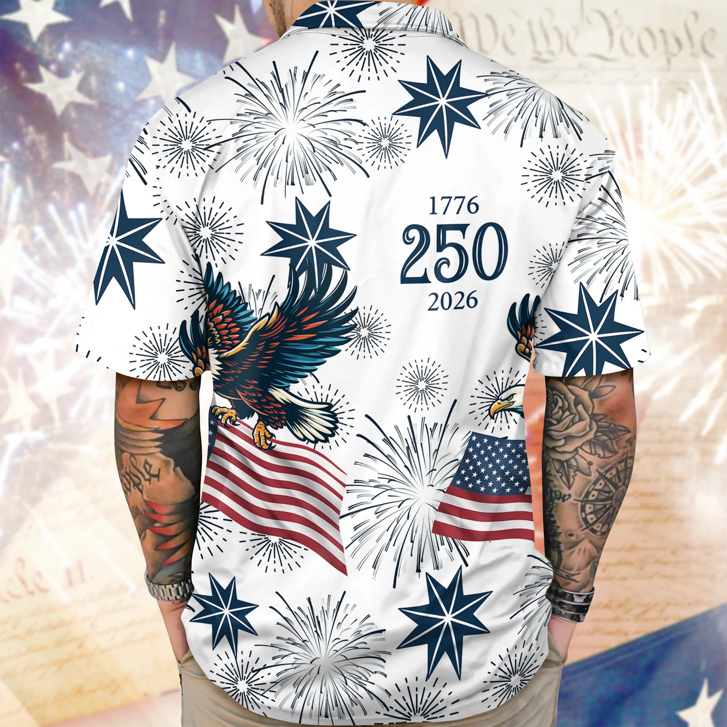PSH16 Personalized USA 250 Anniversary Eagle - Custom Hawaiian Shirt