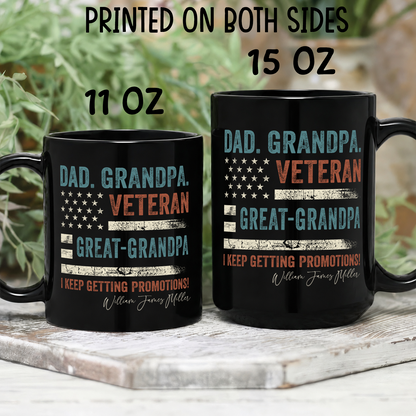 VPST25 Dad Grandpa Veteran Great-Grandpa - Personalized Black Mug