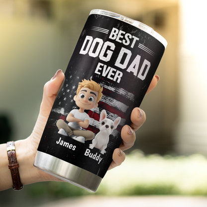 VPST65 American Best Dog Dad Ever - Personalized Custom Tumbler