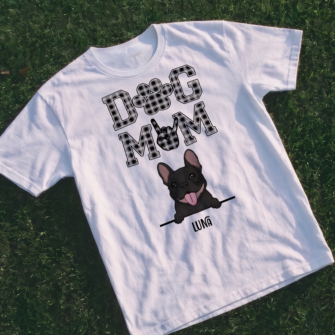 MPST16 Dog Mom Leopard Gingham - Personalized T-shirt Hoodie