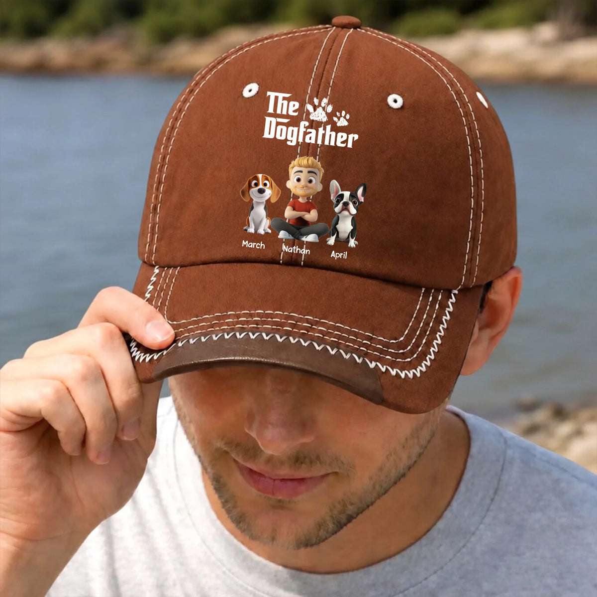 PSC02 The Dogfather Dog Lover - Personalized Custom Vintage Soft Baseball Cap