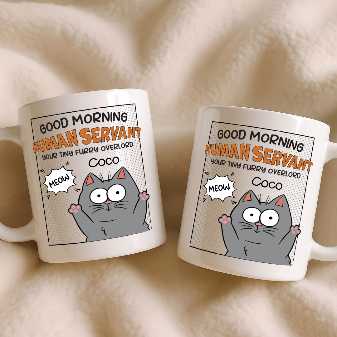 MPST09 Happy Father's Day Human Servant Your Tiny Furry Overlord - Personalized White Mug Accent Mug
