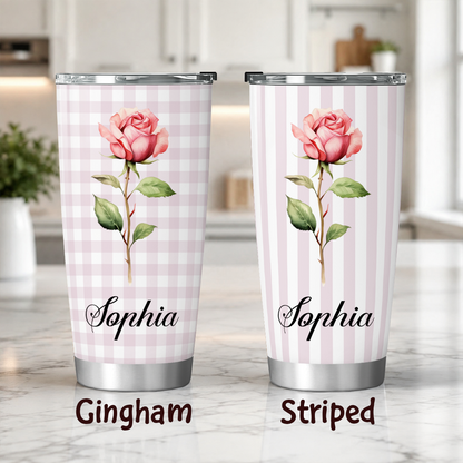 VPST75 Birth Flower Custom Name - Personalized Custom Tumbler