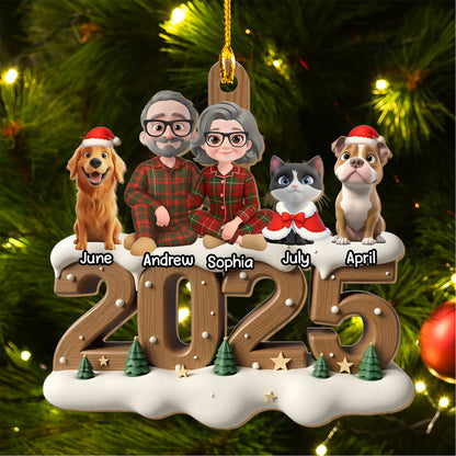 PSTG09 2025 Fur Parents Christmas 3D Effect - Personalized Wood Ornament