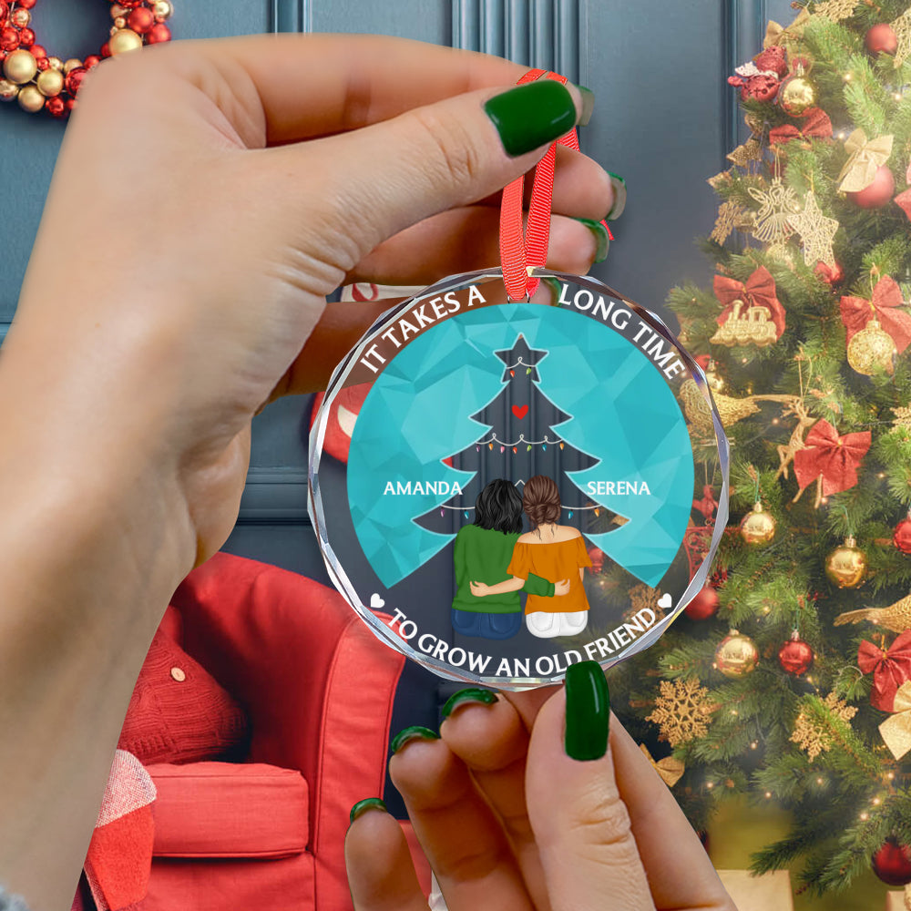 PSTG06 Grow An Old Friend Christmas Tree - Personalized Glass Ornament
