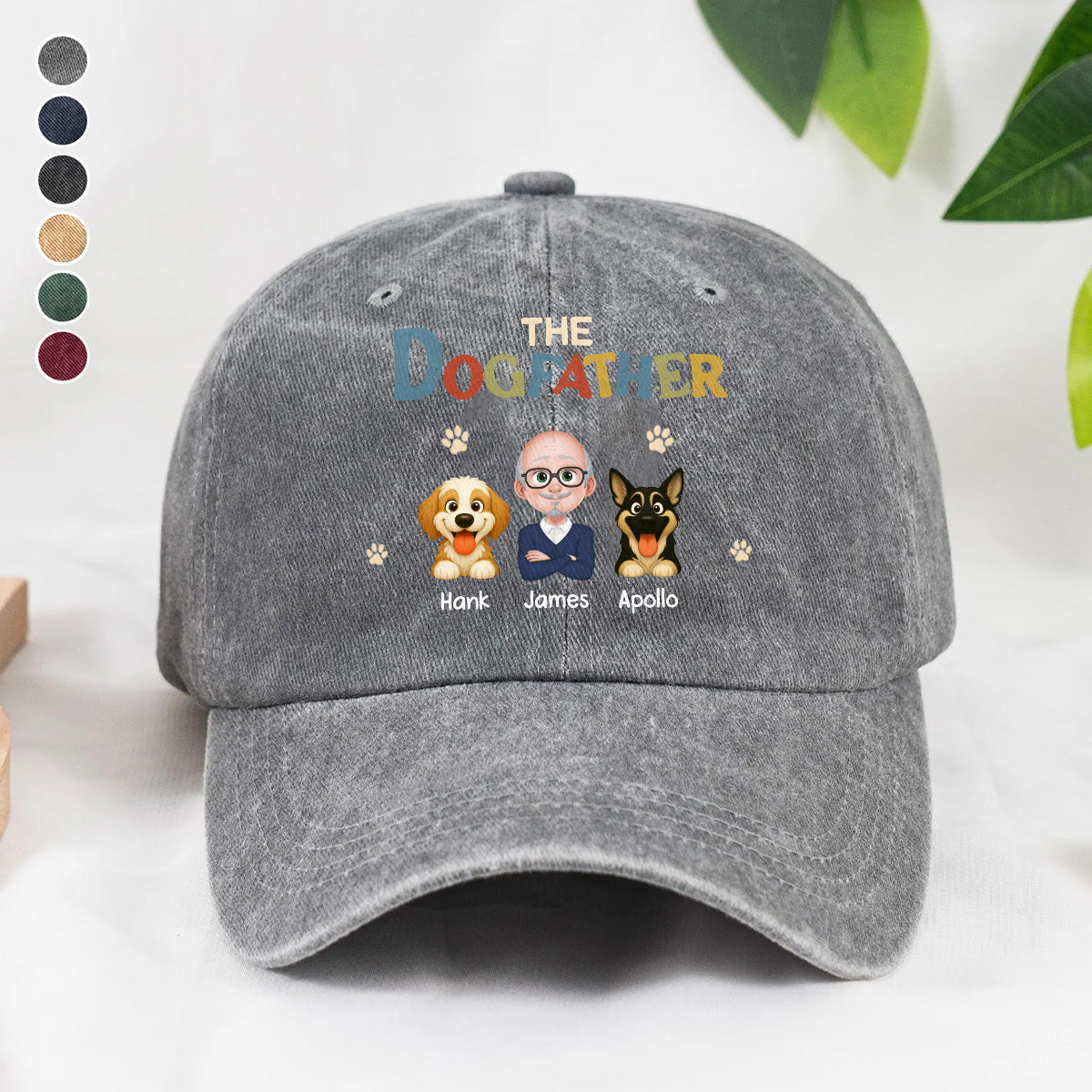 UPST41 The Dog Father - Personalized Custom Wash Denim Cap