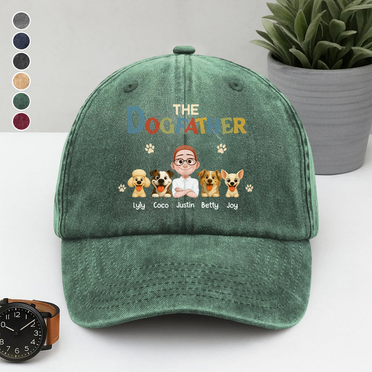 UPST41 The Dog Father - Personalized Custom Wash Denim Cap