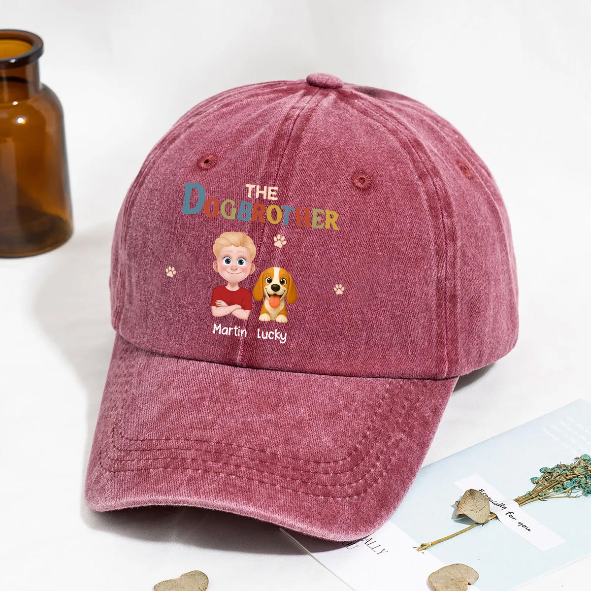 UPST41 The Dog Father - Personalized Custom Wash Denim Cap