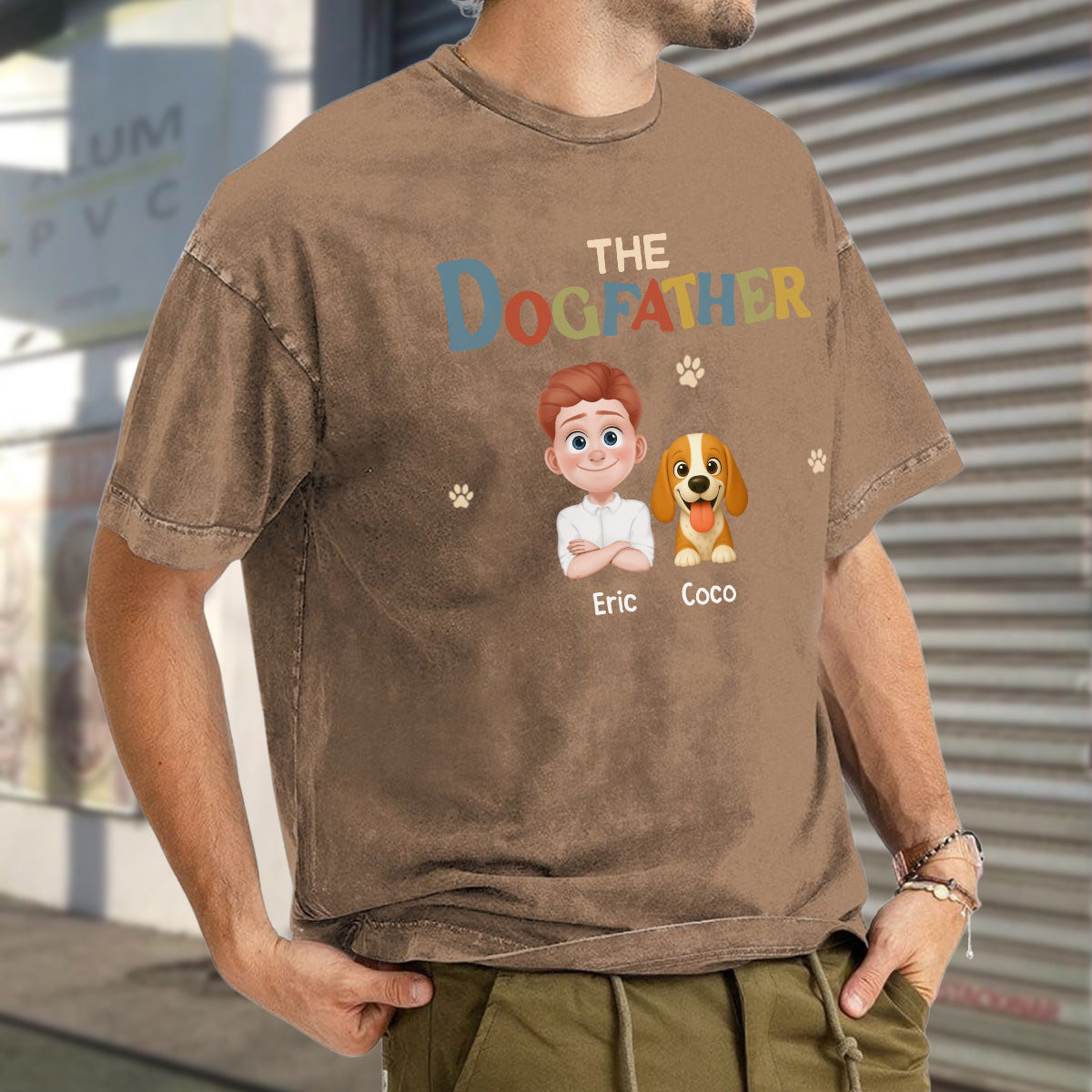 UPST41 The Dog Father - Personalized Custom Washed T-shirt