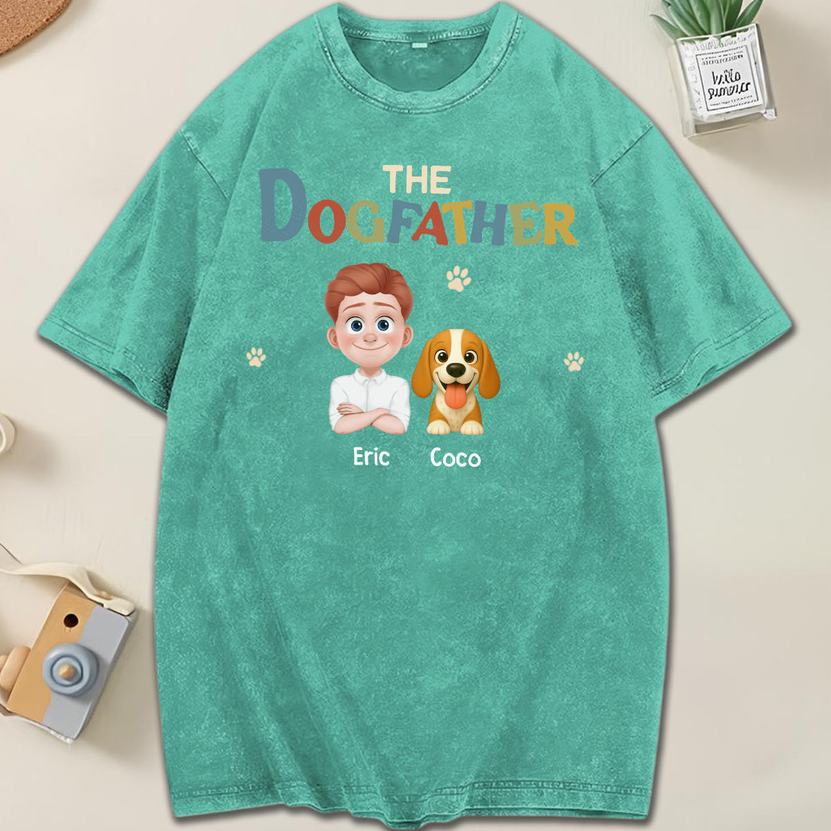 UPST41 The Dog Father - Personalized Custom Washed T-shirt