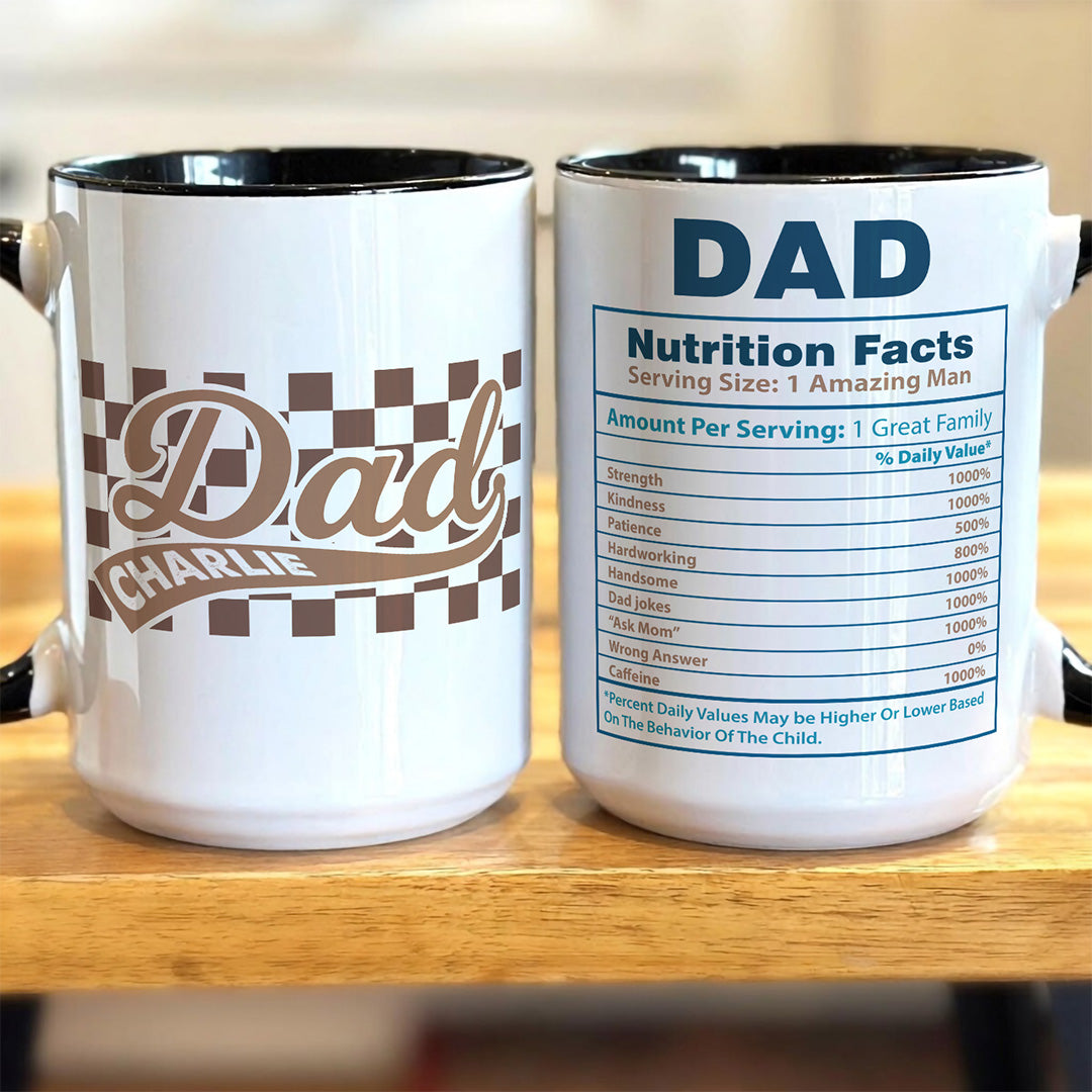 UPST42 Dad Nutrition Facts % - Personalized White Mug Accent Mug