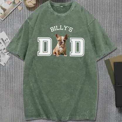 UPST43 Dog Cat Dad Mom Custom Photo - Personalized Custom Washed T-shirt