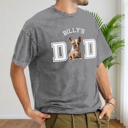 UPST43 Dog Cat Dad Mom Custom Photo - Personalized Custom Washed T-shirt
