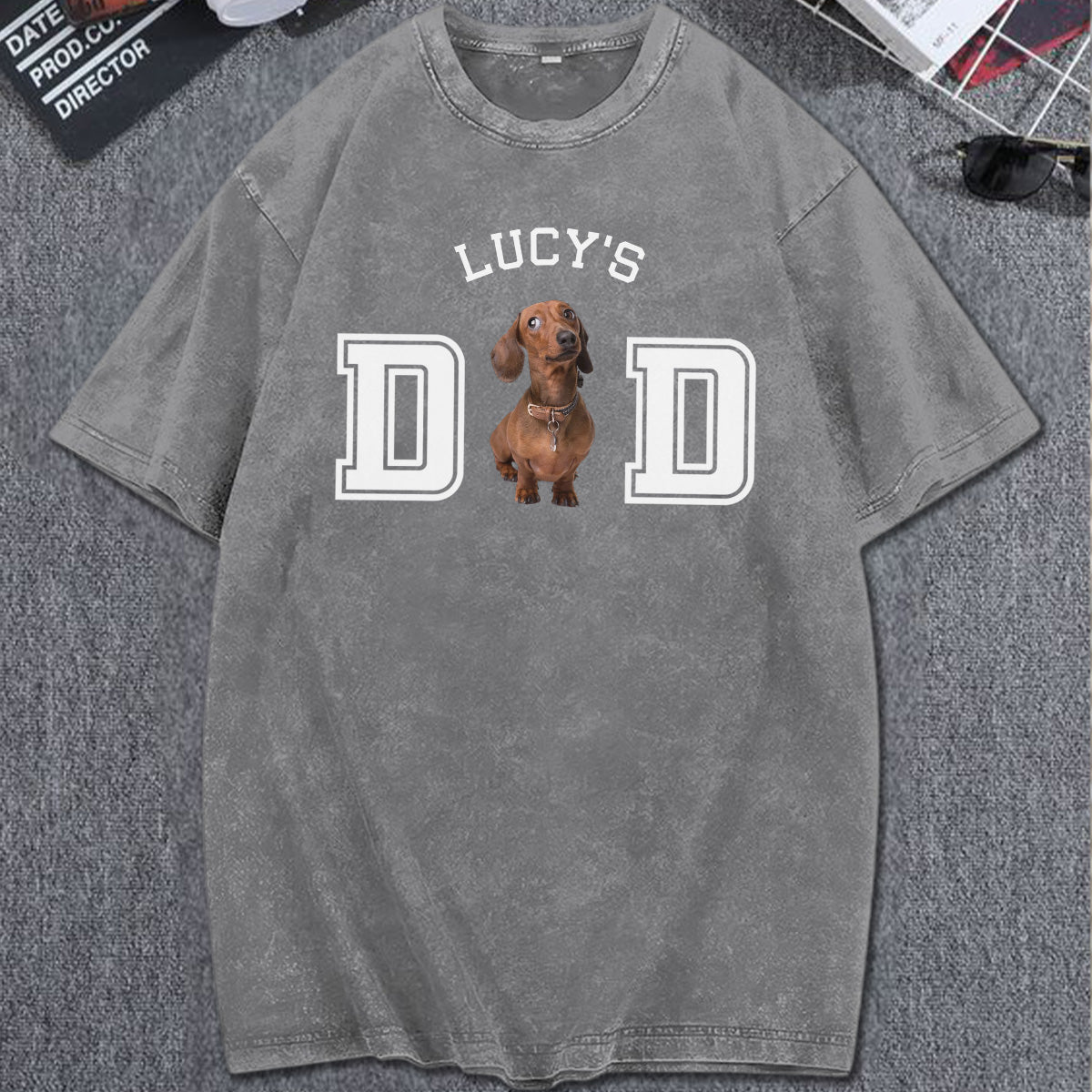 UPST43 Dog Cat Dad Mom Custom Photo - Personalized Custom Washed T-shirt