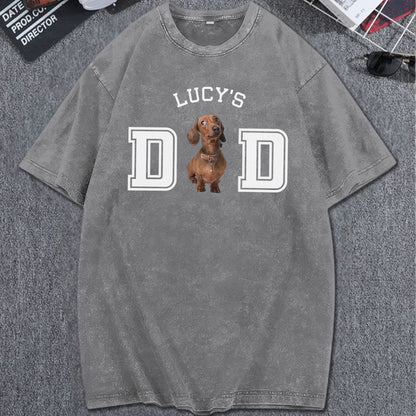 UPST43 Dog Cat Dad Mom Custom Photo - Personalized Custom Washed T-shirt