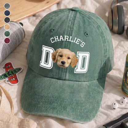 UPST43 Dog Cat Dad Mom Custom Photo - Personalized Custom Wash Denim Cap