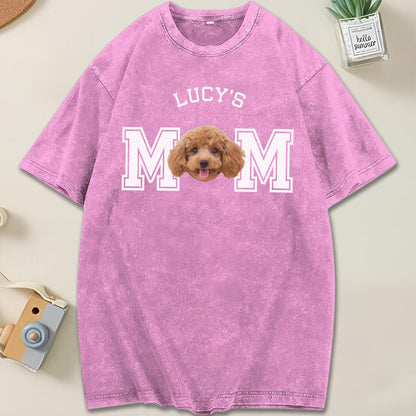 UPST43 Dog Cat Dad Mom Custom Photo - Personalized Custom Washed T-shirt