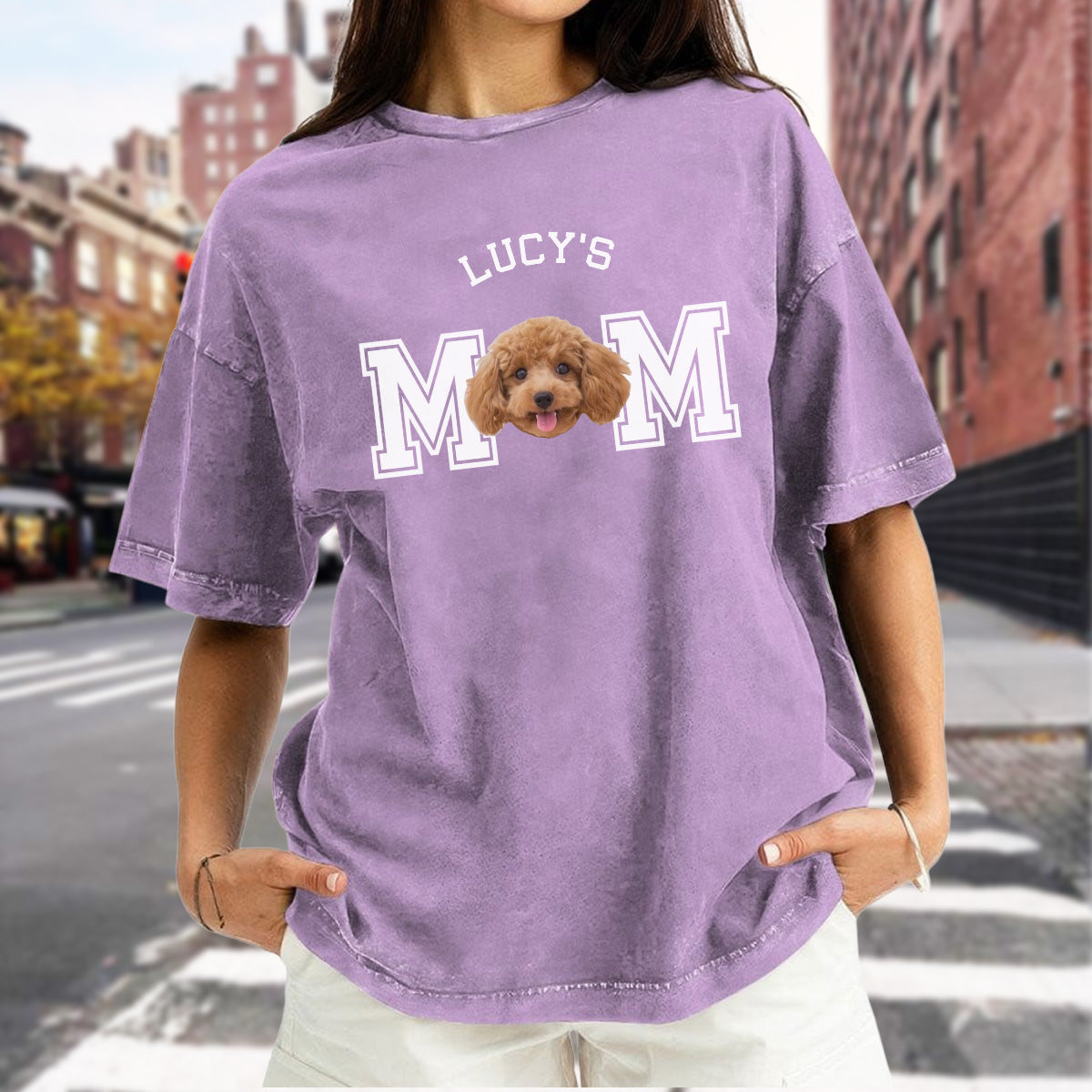 UPST43 Dog Cat Dad Mom Custom Photo - Personalized Custom Washed T-shirt